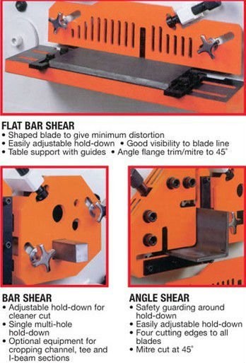 Q35y Series Multifunctional Hydraulic Iron Worker Combined Shearing And Punching Machine Q35y Serisi Çok Fonksiyonlu Hidrolik Demir İşçisi Kombine Kesme ve Delme Makinesi
